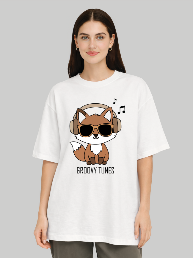 Groovy Tunes Fox Oversized T-Shirt