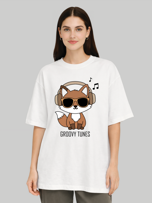 Groovy Tunes Fox Oversized T-Shirt