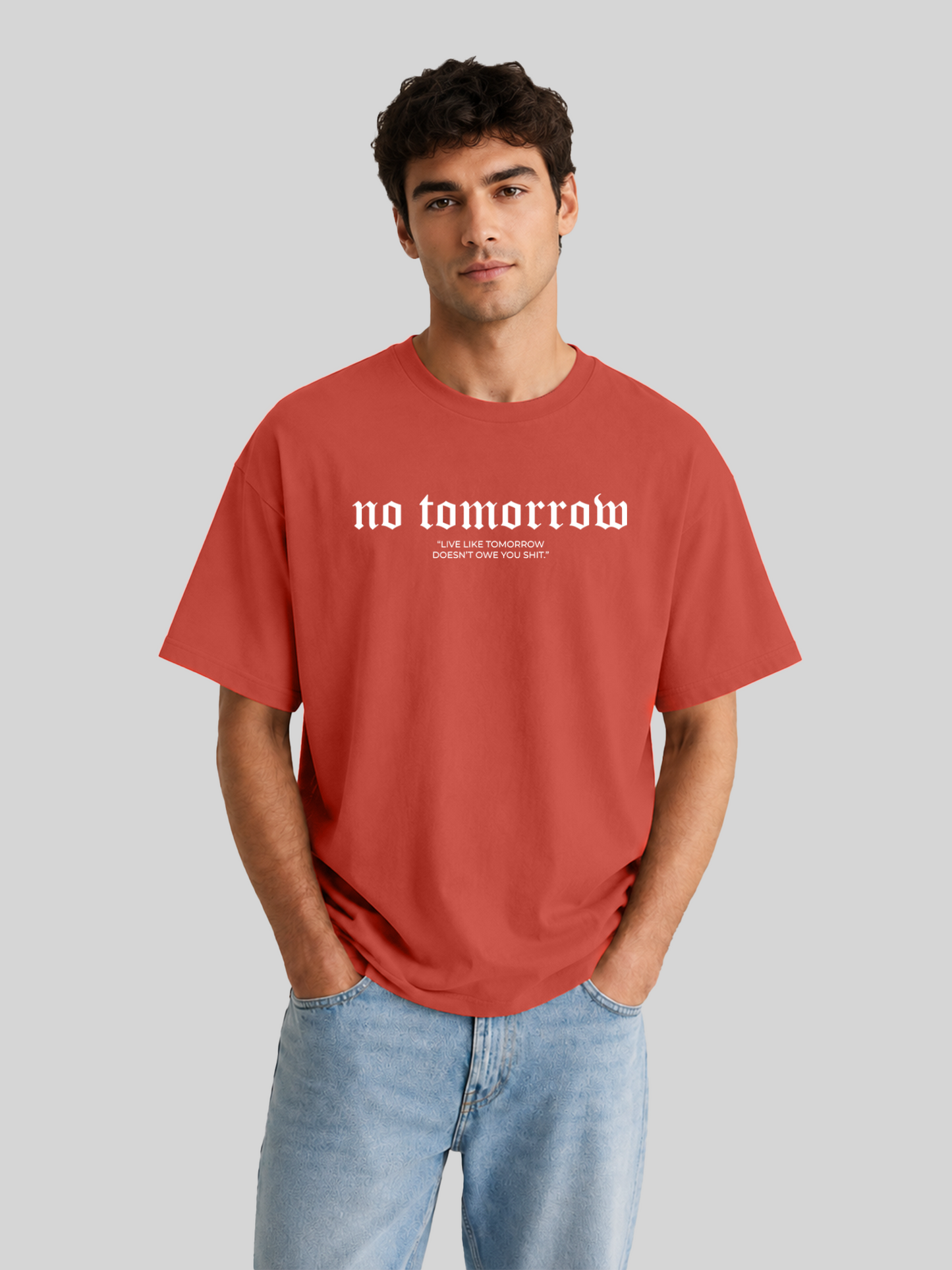 Brick Red No Tomorrow Oversized T-Shirt
