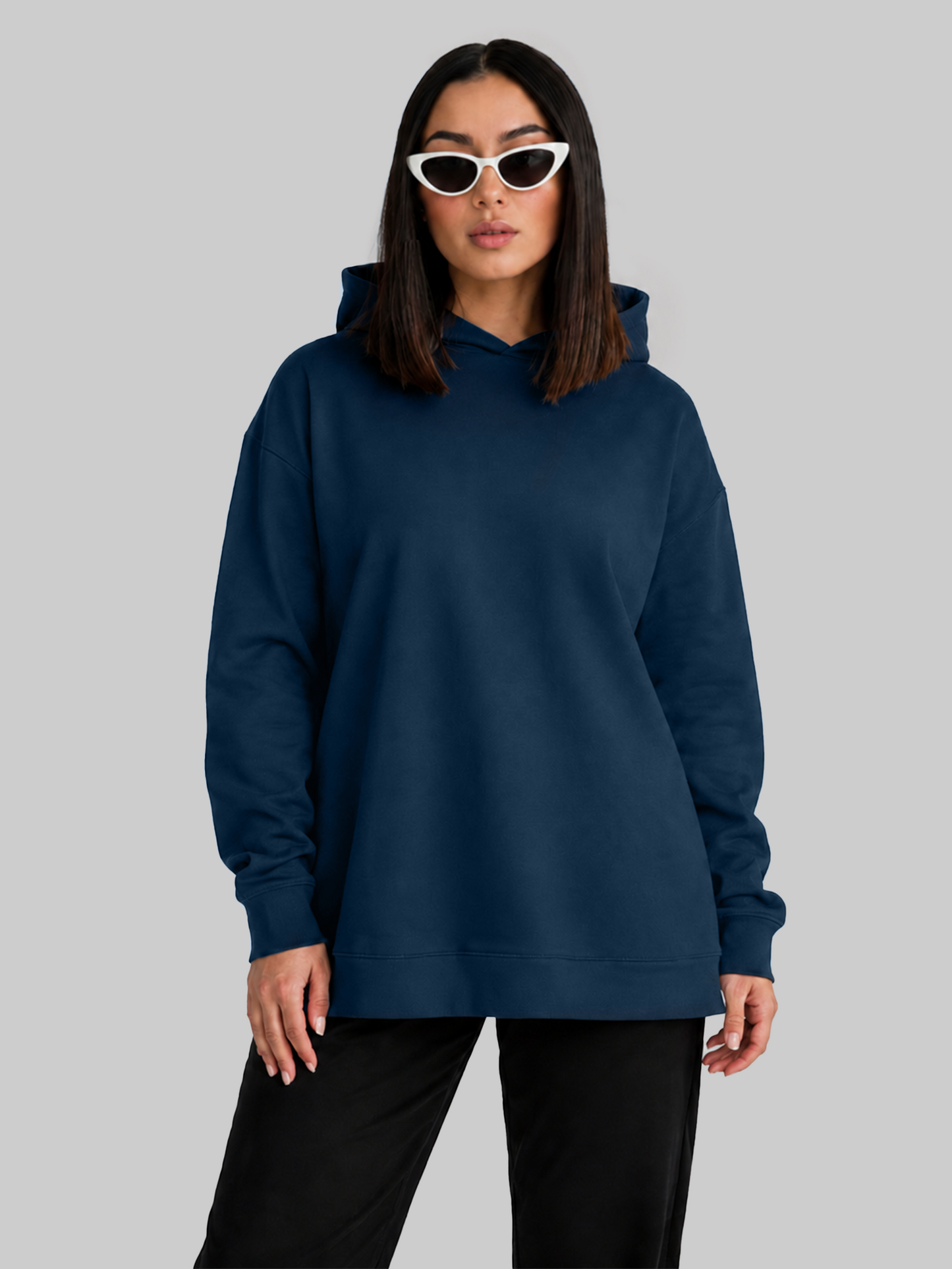 Navy Blue Women's Oversized Hoodie Front View