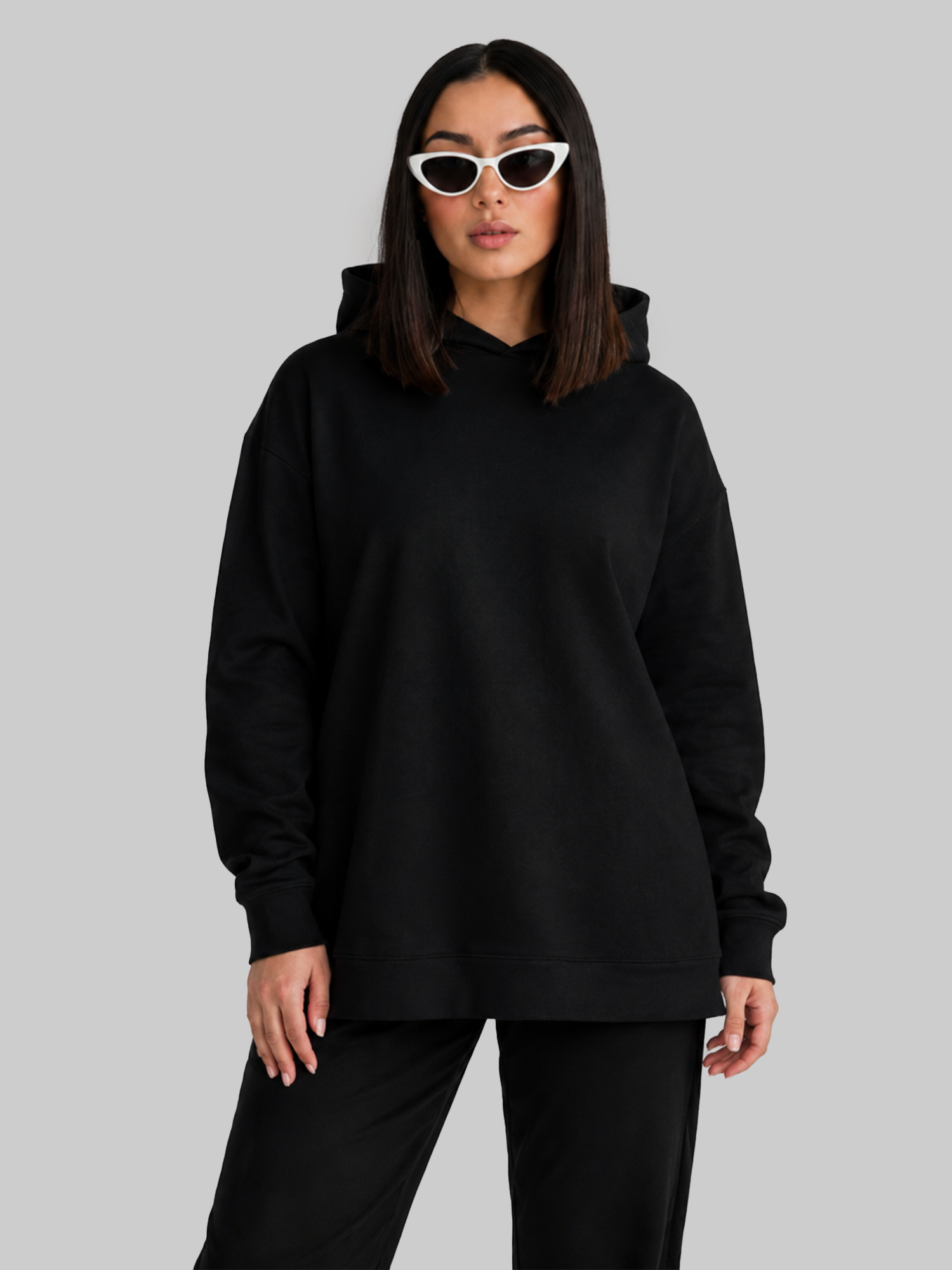 Black Women's Oversized Hoodie Front View