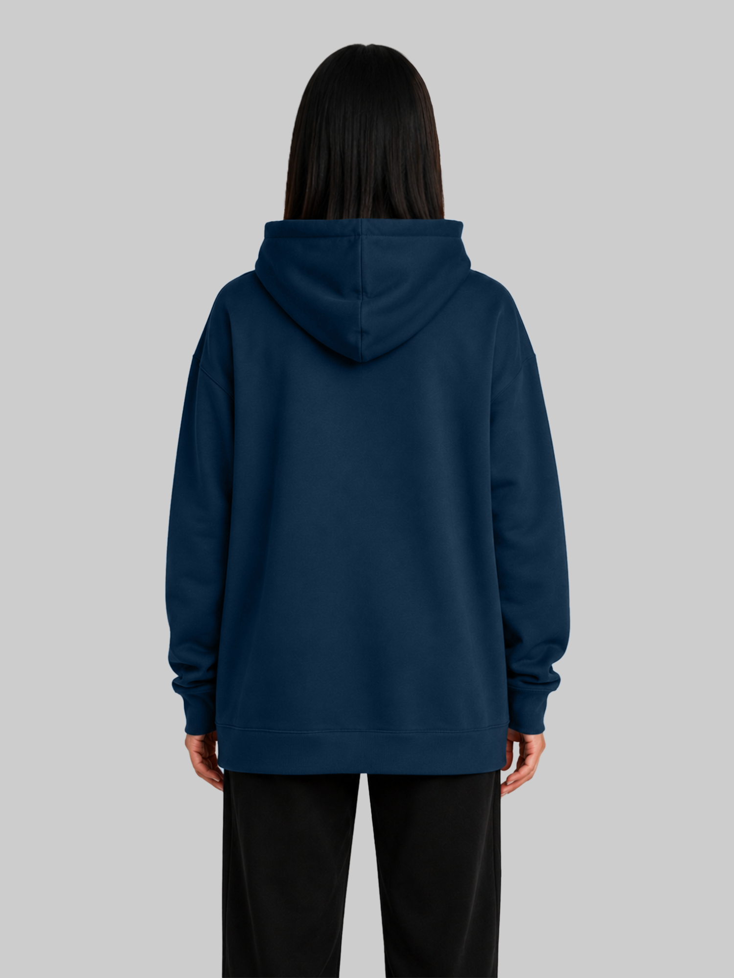 Navy Blue Oversized Hoodie Back View