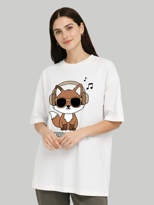 Groovy Tunes Fox Oversized T-Shirt