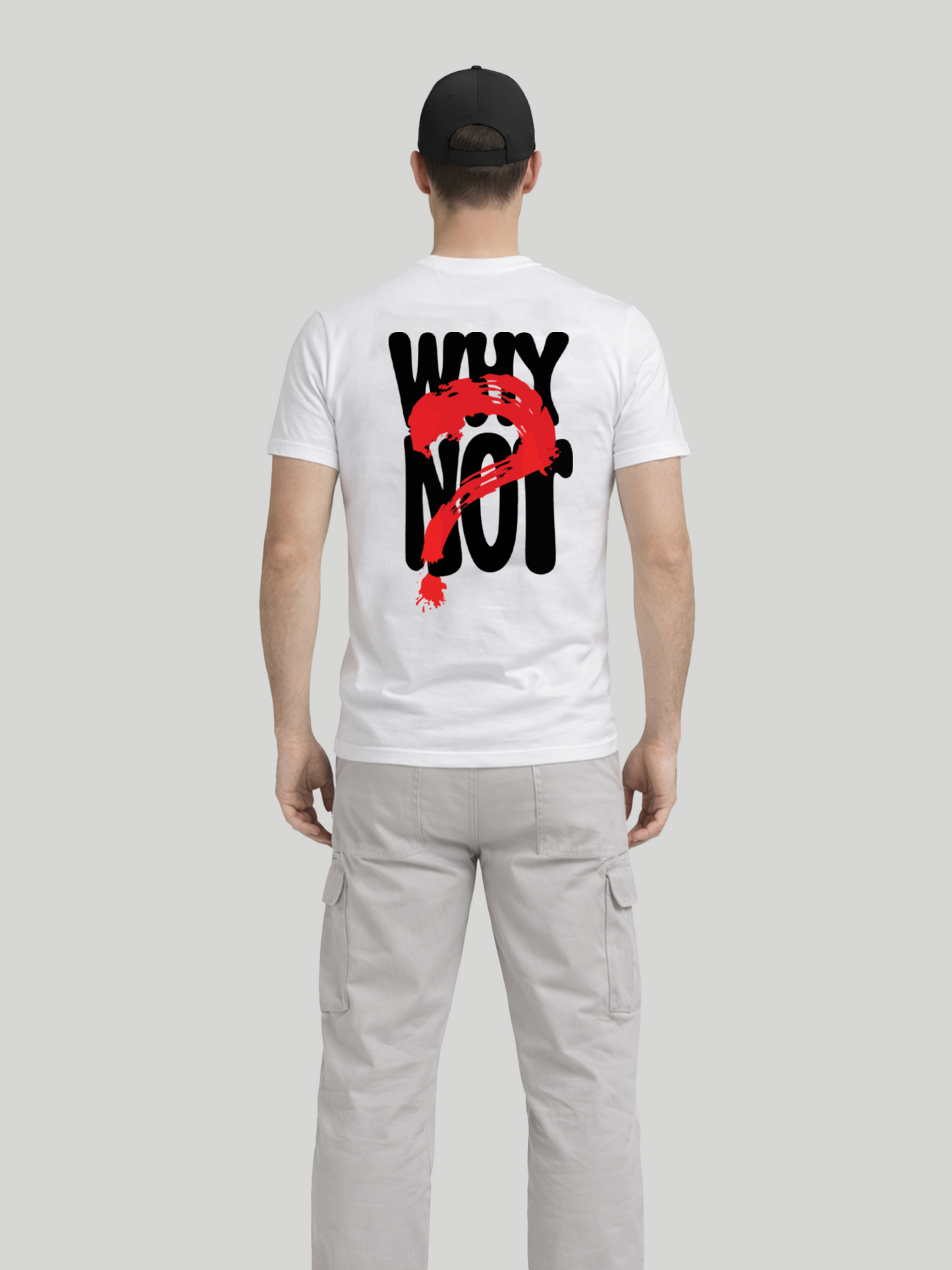 Men’s white plain front crewneck t-shirt with relaxed fit casual streetwear style