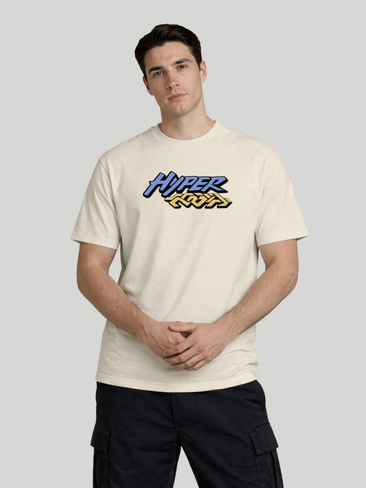 Men’s Ivory Hyper graphic regular fit t-shirt front view with relaxed pose