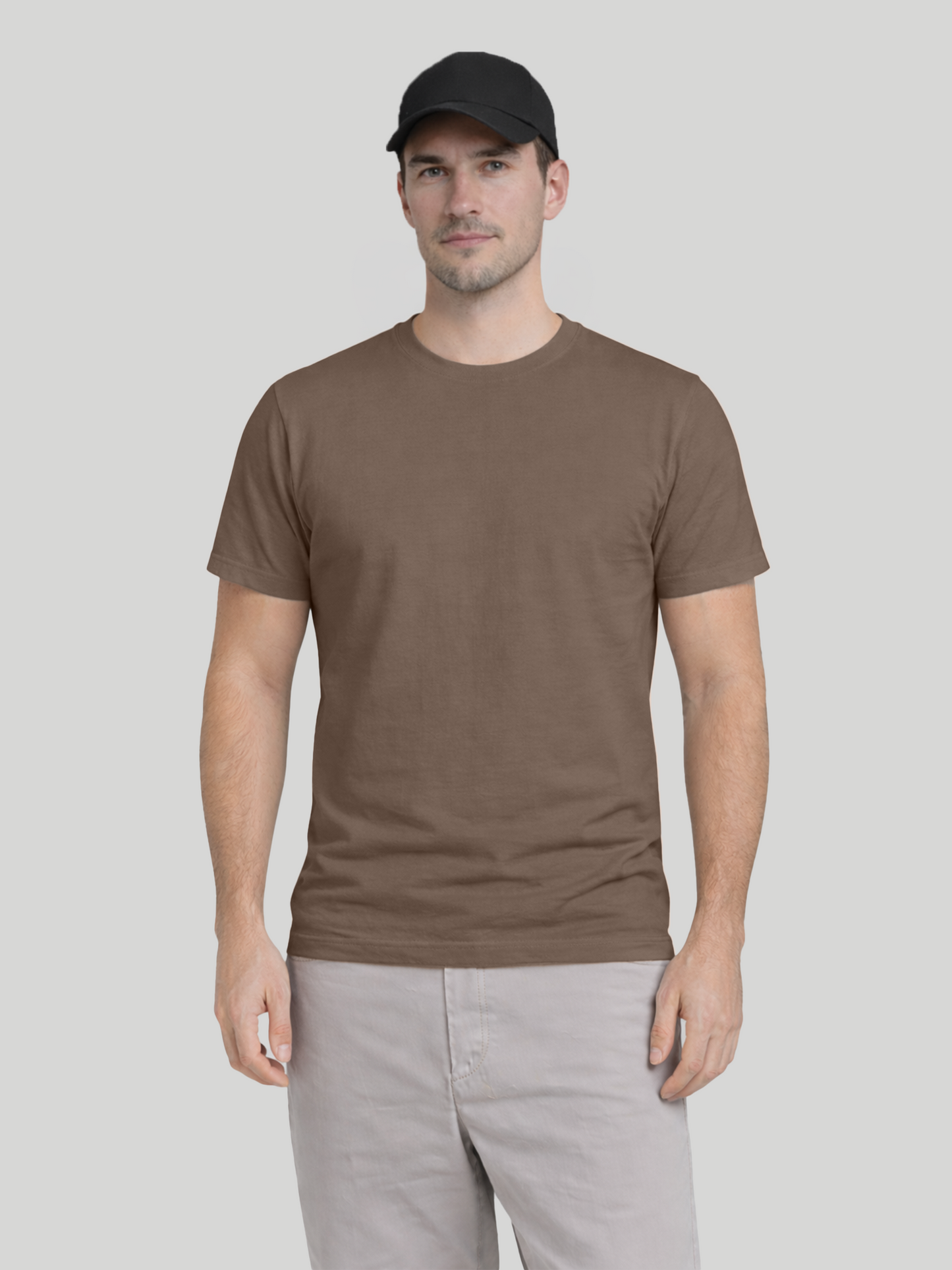 Men wearing Espresso regular fit half sleeve t-shirt front view casual look