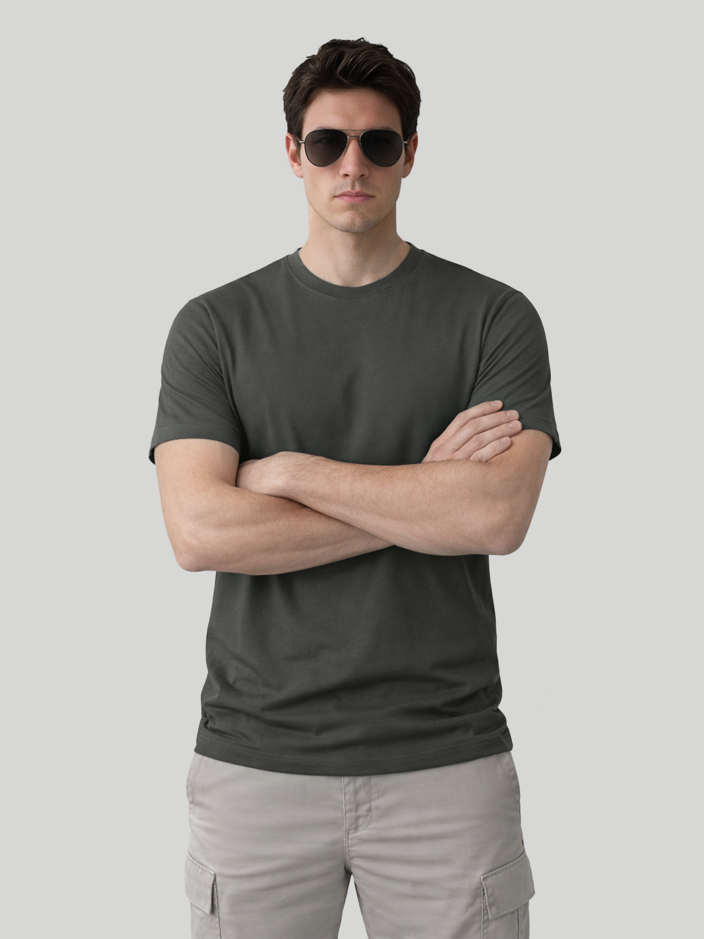 Men wearing Pepper regular fit crew neck t-shirt front view casual pose