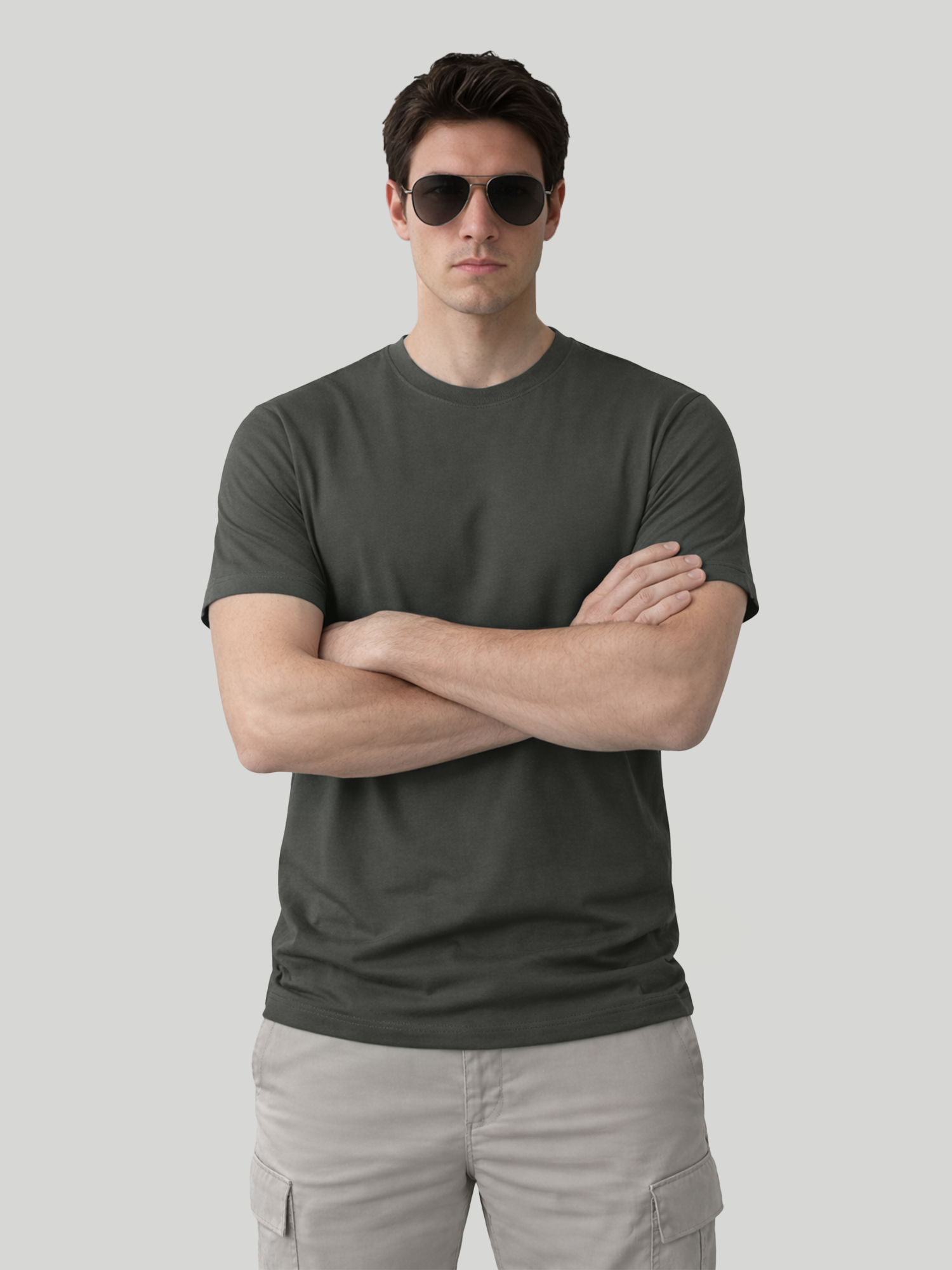 Men wearing Pepper regular fit crew neck t-shirt front view casual pose