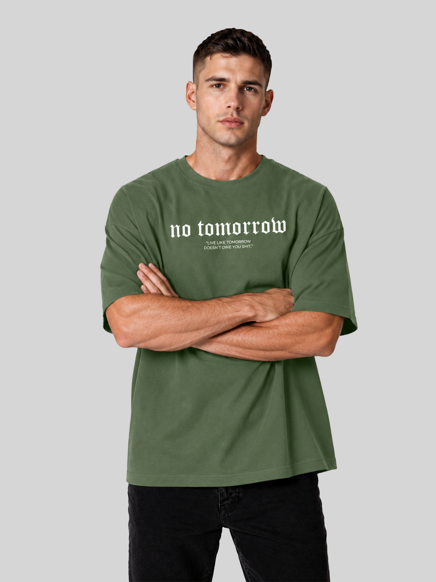 Forest Green No Tomorrow Oversized T-Shirt Crossed Arms