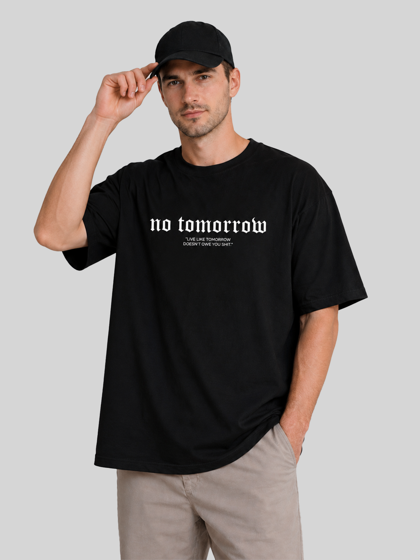 Black No Tomorrow Graphic Oversized T-Shirt