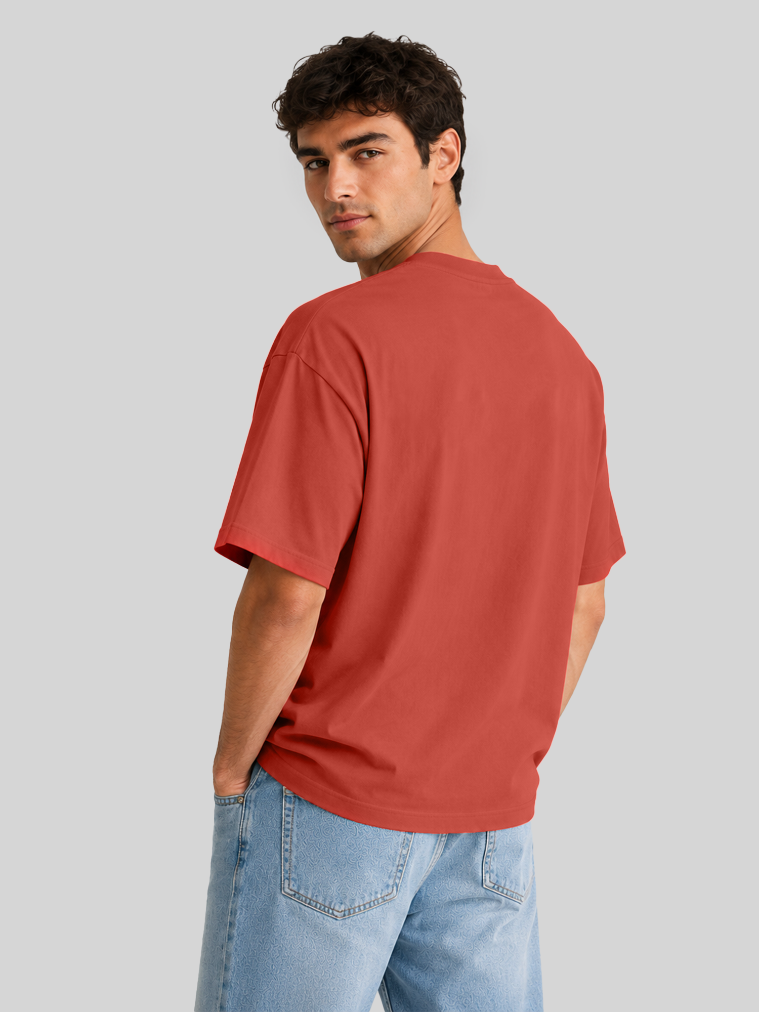 Brick Red Oversized T-Shirt Back Angle View