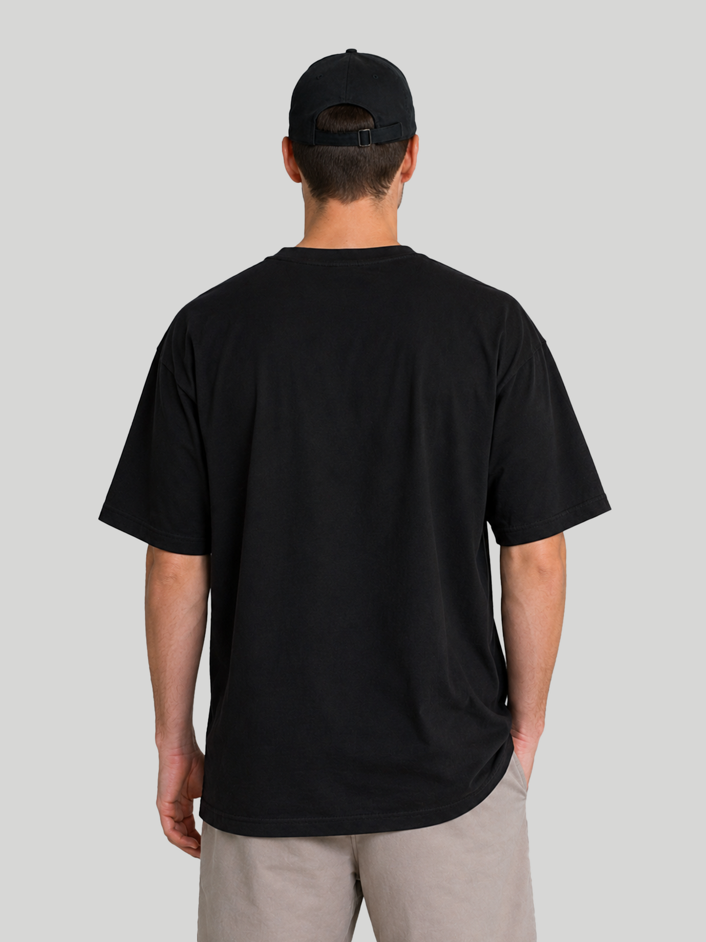 Men's Black Oversized T-Shirt Back View – Premium Heavyweight Cotton Tee