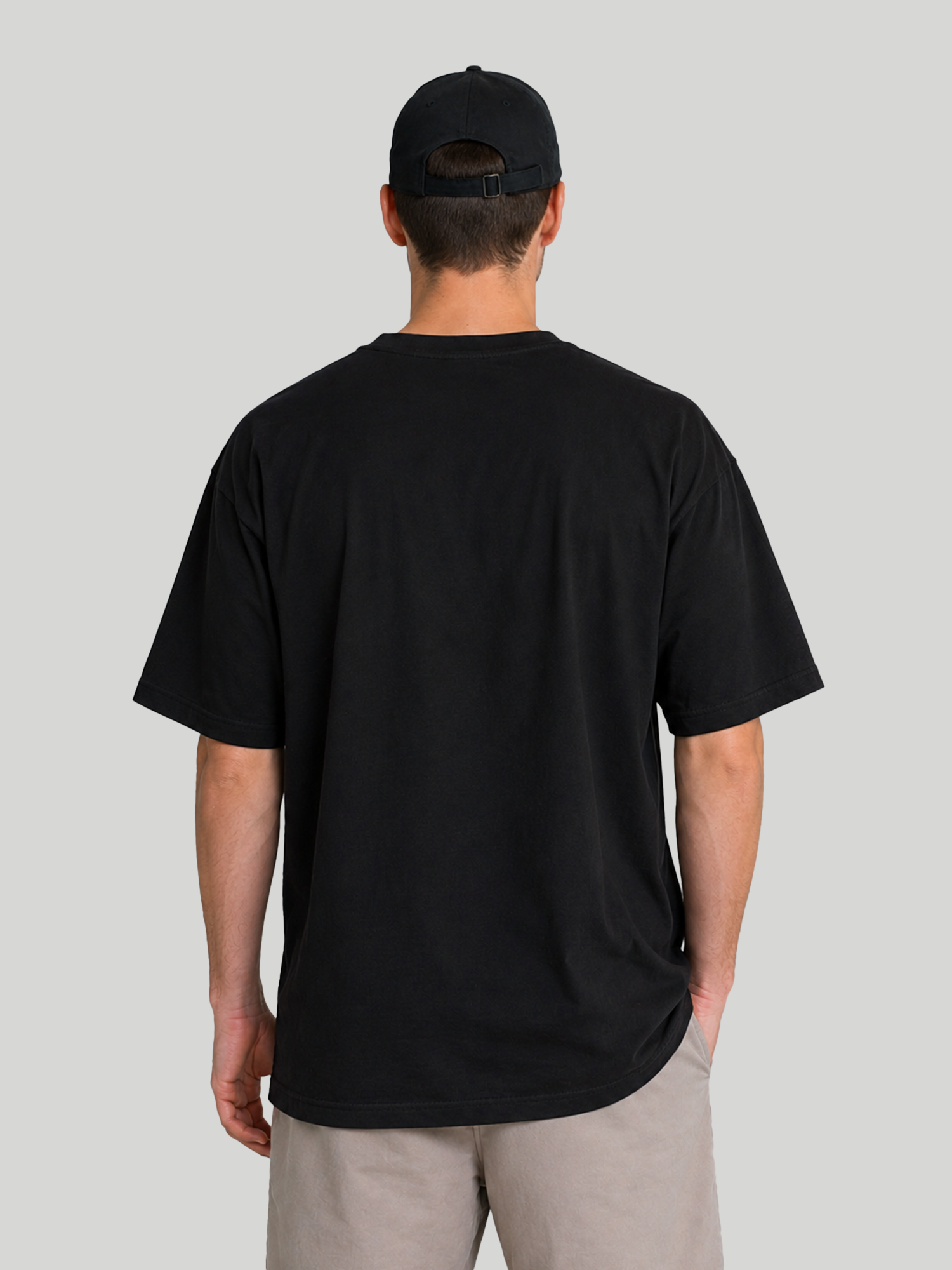 Men's Black Oversized T-Shirt Back View – Premium Heavyweight Cotton Tee
