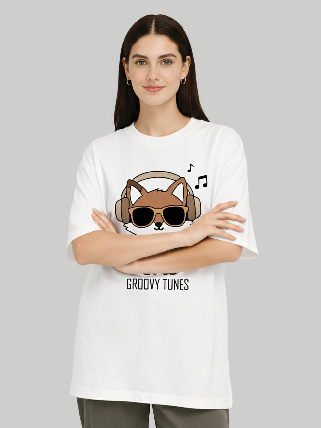 Groovy Tunes Fox Oversized T-Shirt